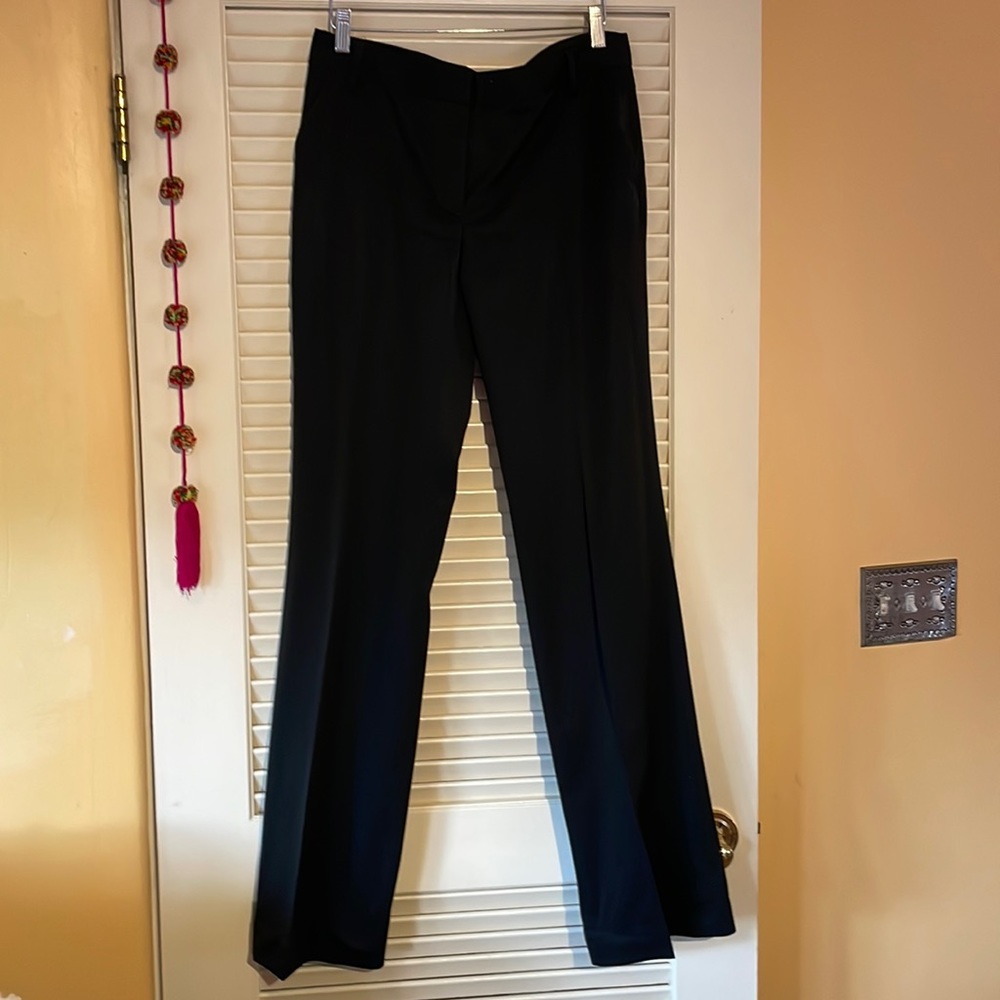 J. Crew black wool slacks, low fit, super 100 wool.